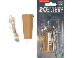 Set van 2x stuks kurk met LED lichtsnoer voor in wijnfles 195 cm - Flessen verlichting/lichtjes/led lampjes warm wit