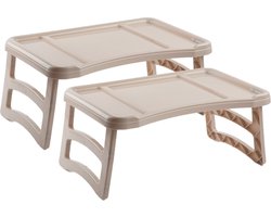 Set van 2x stuks ontbijt op bed tafeltje/dienblad beige/taupe - 51 x 33 cm - Serveerblad voor laptop, tablet, boek of ontbijt - Schoottafeltjes