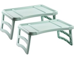 Set van 2x stuks ontbijt op bed tafeltje/dienblad mintgroen - 51 x 33 cm - Serveerblad voor laptop, tablet, boek of ontbijt - Schoottafeltjes