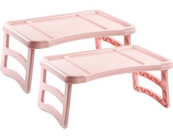 Set van 2x stuks ontbijt op bed tafeltje/dienblad oud roze - 51 x 33 cm - Serveerblad voor laptop, tablet, boek of ontbijt - Schoottafeltjes