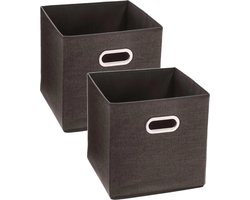 Set van 2x stuks opbergmand/kastmand 29 liter bruin linnen 31 x 31 x 31 cm - Opbergboxen - Vakkenkast manden