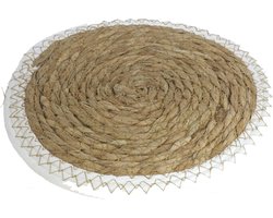 Set van 2x stuks pannen onderzetter van zeegras rond 28 x 28 cm - Kookpannen/bakpannen op tafel zetten