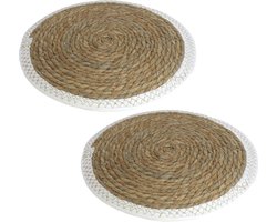 Set van 2x stuks pannen onderzetter van zeegras rond 34 x 34 cm - Kookpannen/bakpannen op tafel zetten