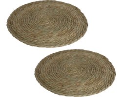 Set van 2x stuks pannen onderzetter van zeegras rond 36 x 36 cm - Kookpannen/bakpannen op tafel zetten