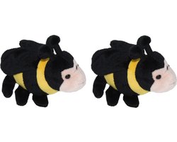 Set van 2x stuks pluche bijen knuffels 13 cm - Insecten dieren knuffels