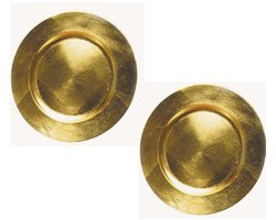 Set van 2x stuks ronde diner onderborden goud van kunststof 33 cm