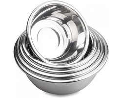 Set van 2x stuks salade schalen/mengkommen RVS - Serveerschalen/schalen RVS 30 cm