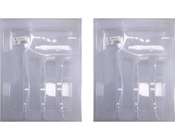 Set van 2x stuks transparante bestekbakken/bestekhouders 37 x 29 cm - 6 vakken - Keuken opberg accessoires