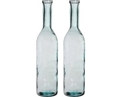 Set van 2x stuks transparante fles vaas/vazen van eco glas 18 x 75 cm - Rioja - Woonaccessoires/woondecoraties - Glazen bloemenvaas - Flesvaas/flesvazen