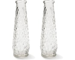 Set van 2x stuks transparante vaas/vazen van glas 6 x 22 cm - Woonaccessoires/woondecoraties - Glazen bloemenvaas - Boeketvaas