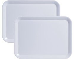 Set van 2x stuks witte dienbladen rechthoek melamine 44 x 32 cm - Keukenbenodigdheden - Dranken serveren