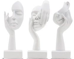 Set van 3 Abstracte Sculpturen voor Thuisdecoratie, Moderne Hars Beeldjes voor Woonkamer, Kantoor en Boekenplank, Unieke Kunst Ornamenten en Verzamelobjecten