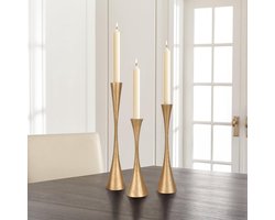 Set van 3 Antieke Messing Kandelaars - Elegante Vintage IJzeren Kaarshouders voor Bruiloft & Diner