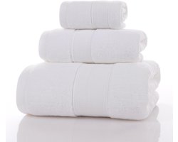 Set van 3 badhanddoeken: handdoek (34x34), washandje (35x75), badhanddoek (70x140). 100% luxe katoen, ultrazacht, hotelkwaliteit, extreem absorberend, geschikt voor badkamer, douche, strand en dagelijks gebruik (wit).