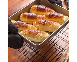 Set van 3 bakplaten met antiaanbaklaag, roestvrijstalen ovenplaat, taartplaat, rechthoekige bakplaat met antiaanbaklaag, braadpan voor de oven, gouden braad- en bakplaat