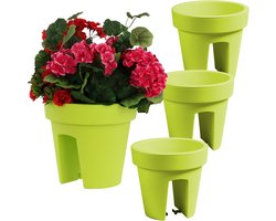 Set van 3 Balkonkasten Zuurstokgroen Ovaal - Geschikt voor Balkonreling