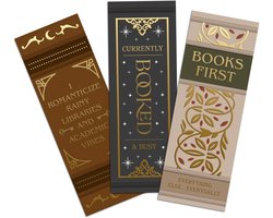 Set van 3 Boekenleggers met Boek Academia quotes - Goudfolie - Leescadeau