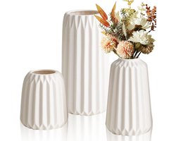 Set van 3 Boho Vazen - Keramische Vazen voor Moderne Decoratie - Zwarte Bloemenvazen voor Pampasgras - Ideaal voor Woonkamer, Tafel en Vensterbank