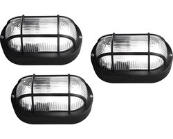Set van 3 bullseye (bulleye) lampen (zwart, E27, industriële look, waterdicht)
