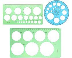 Set van 3 Cirkel Sjablonen en Tekenhulpmiddelen, Transparante Templates voor Schilderen, Wanddecoratie en Textielontwerp