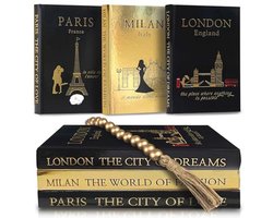 Set van 3 Decoratieve Boeken met Gouden Garland - Boeken voor Koffietafel en Interieurdecoratie