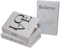 Set van 3 Decoratieve Boeken met Verborgen Opbergruimte - Stapelbaar en Stijlvol Woonaccessoire