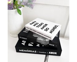 Set van 3 decoratieve boeken - Zwart-witte opbergboxen in boekvorm - Stapelbare opbergoplossing voor woonkamer of slaapkamer - Multifunctionele decoratie voor interieur