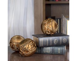 Set van 3 Decoratieve Bollen 10 cm - Vintage Stijl Metalen Orbs voor Woondecoratie en Tafeldecoratie
