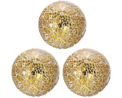 Set van 3 Decoratieve Glazen Bollen in Goudkleur