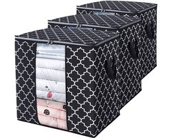 Set van 3 dekbedden opbergtas grote kledingopberger met versterkt handvat, helder venster, opbergkast onder het bed voor dekbedden, kussens, kleding, beddengoed