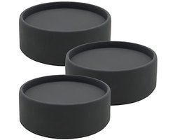 Set van 3 Donkergrijze Kandelaars in Betonlook - Scandinavische Decoratie - Stompkaarsen Houder met Onderzetter