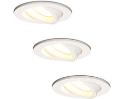 Set van 3 Dublin LED dimbare inbouwspot - Kantelbaar - Warm wit 2700K- incl. 3x GU10 spot - Wit plafondspot - IP20 voor binnen
