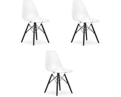 Set van 3 Eetkamerstoelen OSAKA - Transparant - Zwarte Poten - Stijlvol en Ergonomisch - Tijdloos Design, Max. 120 kg