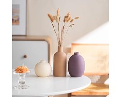 Set van 3 Esthetische Keramische Vazens voor Woondecoratie - Boho en Scandinavisch