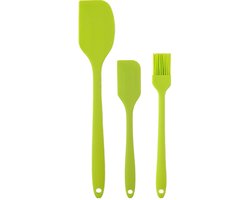 Set van 3 gereedschappen voor keuken- en gebak van hoogwaardige siliconen, krasbestendig en hittebestendig 230 graden, (groen)