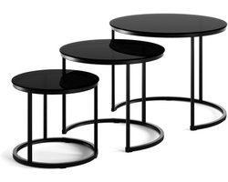 Set van 3 Glazen Bijzettafels - Moderne Vierkante Salontafels in Verschillende Maten