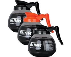 Set van 3 Glazen Koffiekannen voor 12 Koppen - Zwart en Oranje