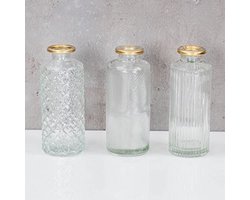 Set van 3 glazen vazen met gouden rand voor tafeldecoratie