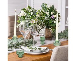 Set van 3 groene kaarsenhouders - Votief glazen kandelaars voor decoratie