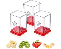 Set van 3 groentesnijders, fruitsnijders met beschermkap en opbergruimte, bekersnijders, eiersnijders, groentesnijders, kaassnijders, fruitsnijders, keukenapparatuur voor fruit en groenten