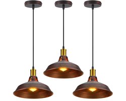 Set van 3 Hanglamp Binnen Industrieel Kroonluchter E27 Plafondlamp voor Slaapkamer Woonkamer Keuken Koper