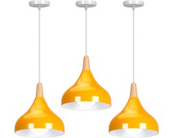 Set van 3 Hanglamp Modern Binnen E27 Kroonluchter voor Slaapkamer Hal Café Plafondlamp Geel