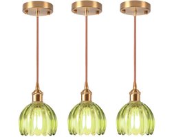 Set van 3 Hanglamp van Glas Vintage Kroonluchter voor Woonkamer Slaapkamer Keuken Groen