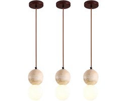 Set van 3 Hanglamp Vintage Creatief Steen Kroonluchter G9 Plafondlamp voor Slaapkamer Eetkamer Woonkamer