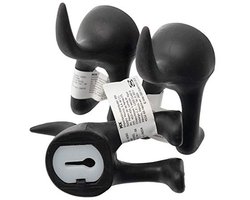 Set van 3 hond staart haken - Muur gemonteerde hoed, jas en sleutel hanger (zwart)