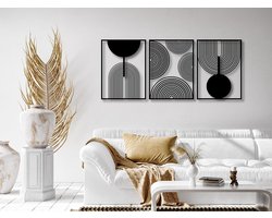 Set van 3 Houten Geometrische Wanddecoratie - Boho Stijl Woonaccessoires