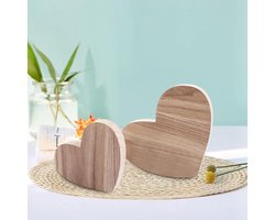 Set van 3 houten hartjes – decoratieve sfeervolle harten in verschillende maten – ideaal voor tafeldecoratie, vensterbank en als cadeau