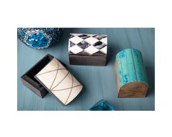 Set van 3 houten kistjes met kunsthars decoratie