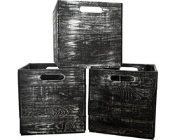 Set van 3 Houten Opbergkisten voor IKEA Kallax en Expedit Rekken - Rustieke Opslagbakken
