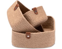 Set van 3 Jute Organizer Mandjes – Ideaal voor Badkamer en Commode – Vierkante Opbergoplossingen